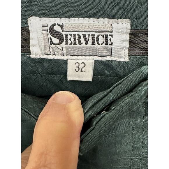 Service Pants Mens Sz 32 Green Cargo Tactical Performance Stretch Elastic Waist - Picture 7 of 16